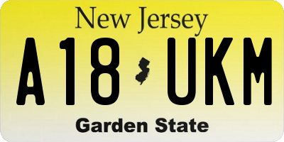 NJ license plate A18UKM