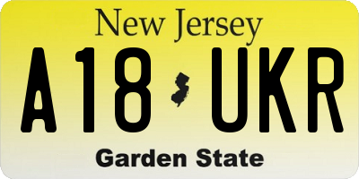 NJ license plate A18UKR