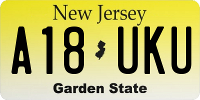 NJ license plate A18UKU