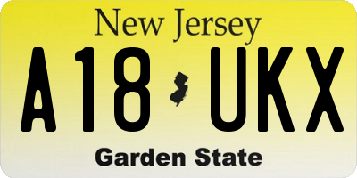 NJ license plate A18UKX
