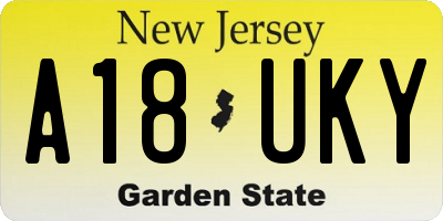 NJ license plate A18UKY