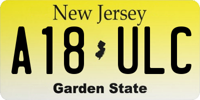 NJ license plate A18ULC