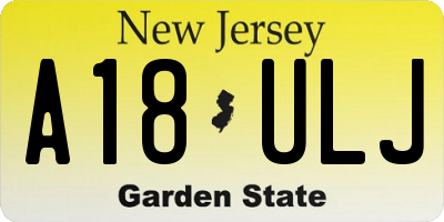 NJ license plate A18ULJ