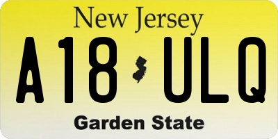 NJ license plate A18ULQ