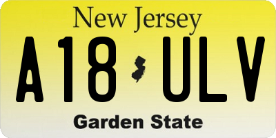 NJ license plate A18ULV