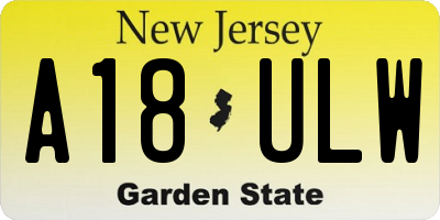 NJ license plate A18ULW