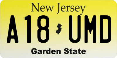 NJ license plate A18UMD