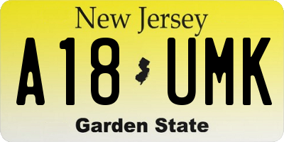 NJ license plate A18UMK