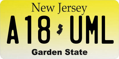 NJ license plate A18UML