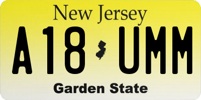 NJ license plate A18UMM