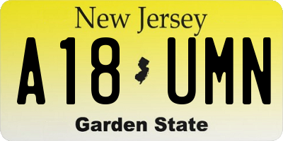 NJ license plate A18UMN