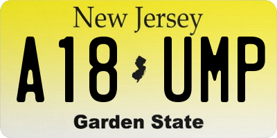 NJ license plate A18UMP