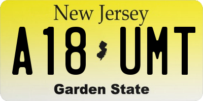 NJ license plate A18UMT
