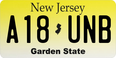 NJ license plate A18UNB