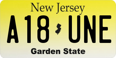 NJ license plate A18UNE