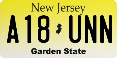 NJ license plate A18UNN