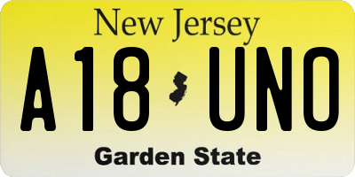 NJ license plate A18UNO