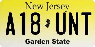 NJ license plate A18UNT