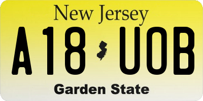 NJ license plate A18UOB