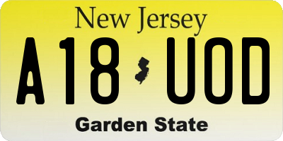 NJ license plate A18UOD