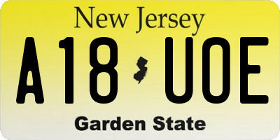 NJ license plate A18UOE