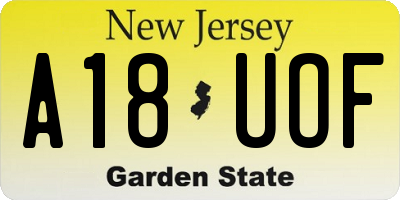 NJ license plate A18UOF