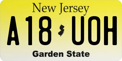 NJ license plate A18UOH