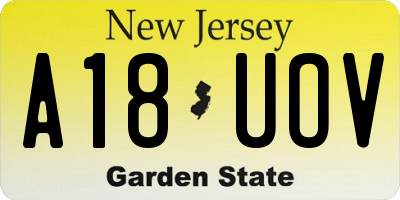 NJ license plate A18UOV