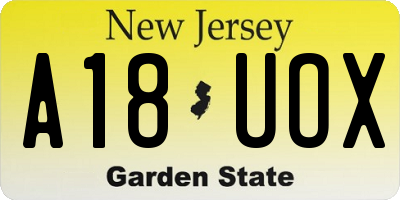 NJ license plate A18UOX