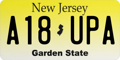 NJ license plate A18UPA