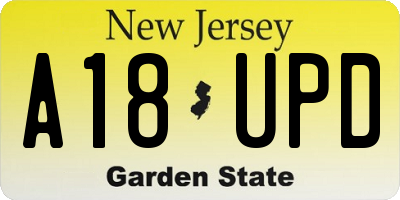 NJ license plate A18UPD