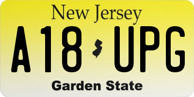 NJ license plate A18UPG