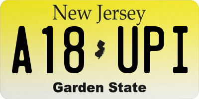 NJ license plate A18UPI