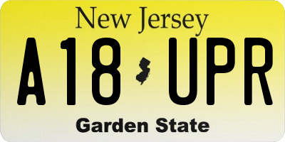 NJ license plate A18UPR