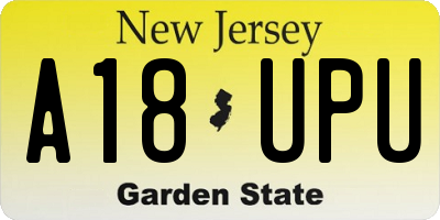 NJ license plate A18UPU