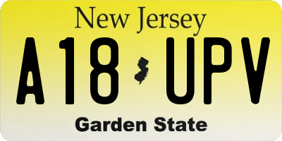 NJ license plate A18UPV