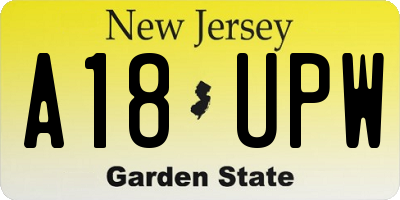 NJ license plate A18UPW