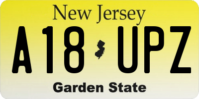 NJ license plate A18UPZ