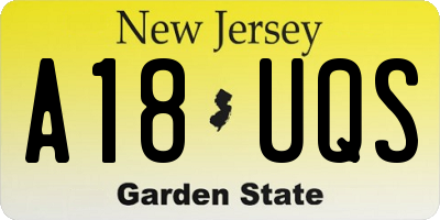 NJ license plate A18UQS