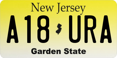 NJ license plate A18URA