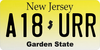 NJ license plate A18URR
