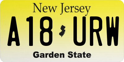 NJ license plate A18URW