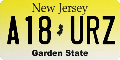 NJ license plate A18URZ