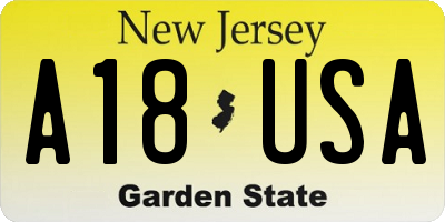 NJ license plate A18USA
