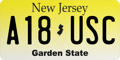 NJ license plate A18USC