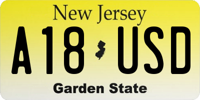 NJ license plate A18USD