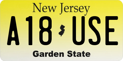 NJ license plate A18USE