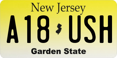 NJ license plate A18USH
