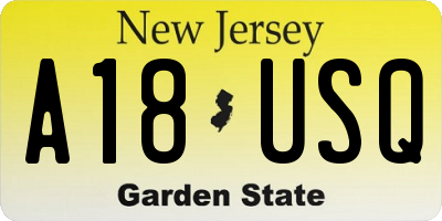 NJ license plate A18USQ