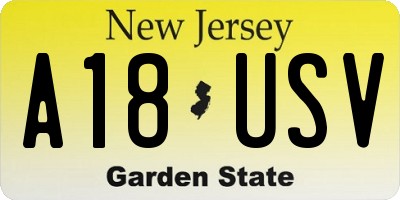 NJ license plate A18USV